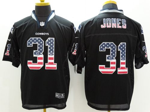 Nike Cowboys #31 Byron Jones Black Men's Stitched NFL Elite USA Flag Fashion Jersey